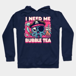 I Need Me Bubble Tea! Octopus Pirate Boba Lover Hoodie